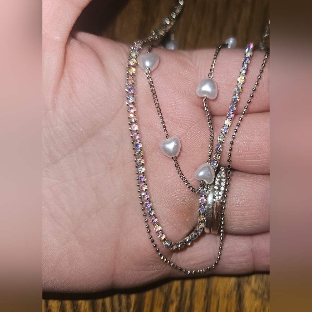 Elegant Silver Twinkle Hearts Necklace BNIB